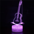 Illuminated Guitar 3D Lamp in Dark Setting