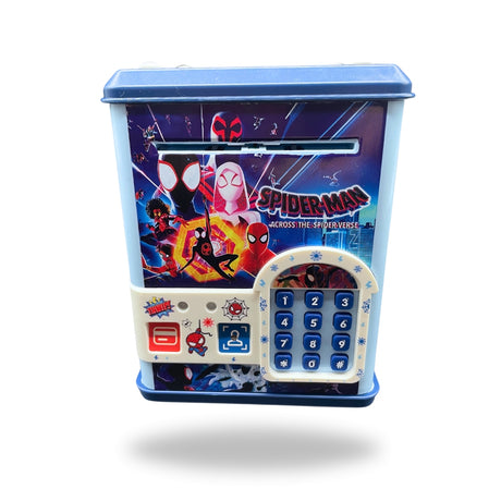 Front view of the Spiderman Kids Money Box 