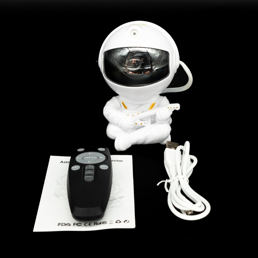 astronaut galaxy projector white guitar with control, user guide and cables