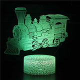 Illuminated Train 3D Lamp in Dark Setting