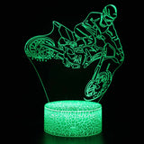 Illuminated Dirt Biker Trick 3D Lamp in Dark Setting