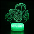 illuminated Tractor Big Wheels 3d lamp in dark setting