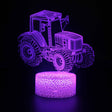 illuminated Tractor Small Wheels 3d lamp in dark setting