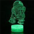 Illuminated Star Wars - R2-D2 3D Lamp in Dark Setting