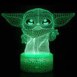 Illuminated Star Wars - Baby Yoda Grid Design 3D Lamp in Dark Setting