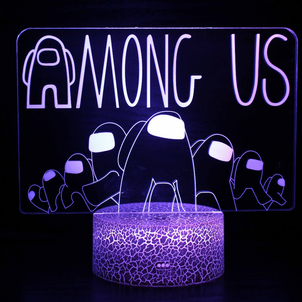 Illuminated Among Us with Crewmates 3D Lamp in Dark Setting