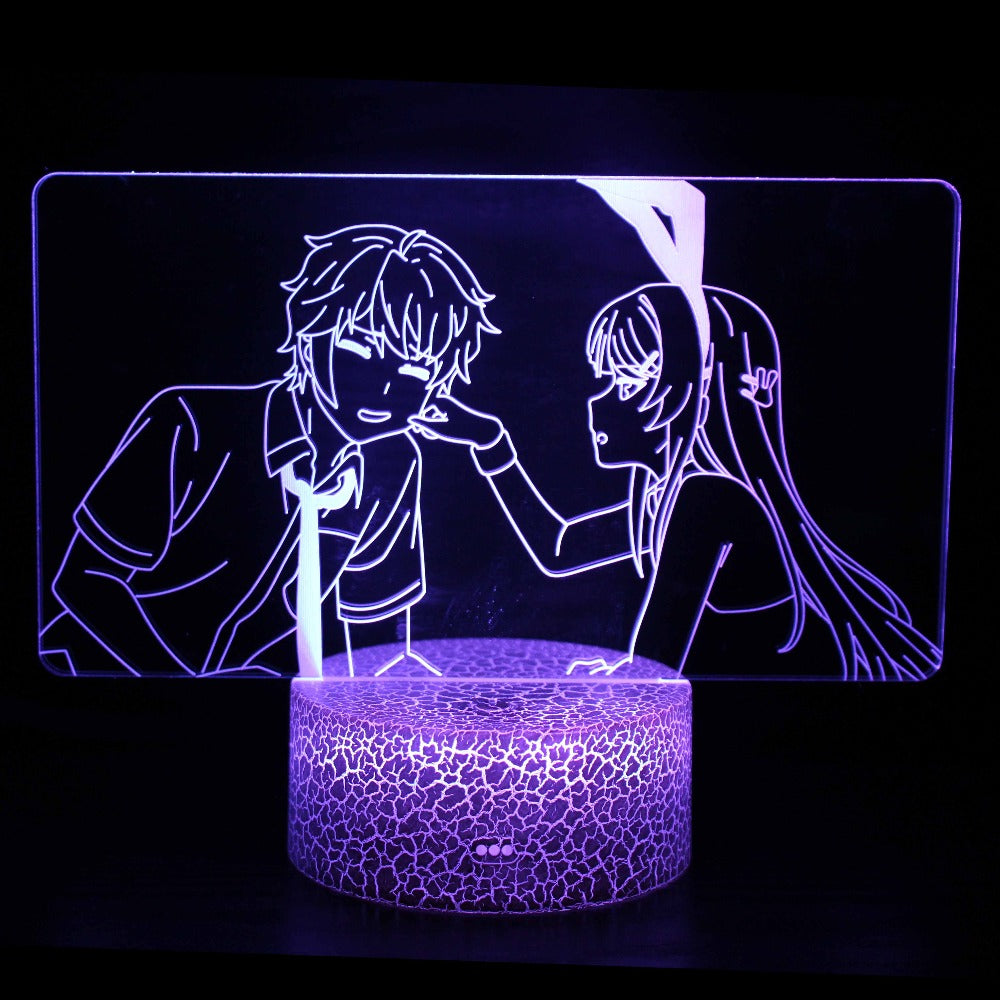 Illuminated Bunny Girl Senpai - Mai Sakurajima And Sakuta Azusagawa 3D Lamp in Dark Setting