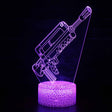 Illuminated Machine Gun 3D Lamp in Dark Setting