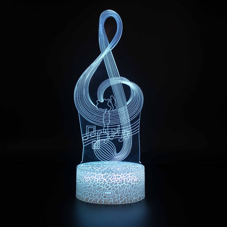 Illuminated Music Treble Clef 3D Lamp in Dark Setting