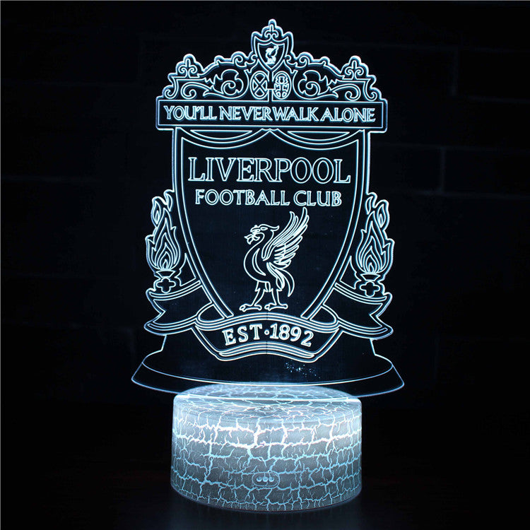 Illuminated Football Liverpool 3D Lamp in Dark Setting