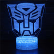 Illuminated Transformers 3D Lamp in Dark Setting