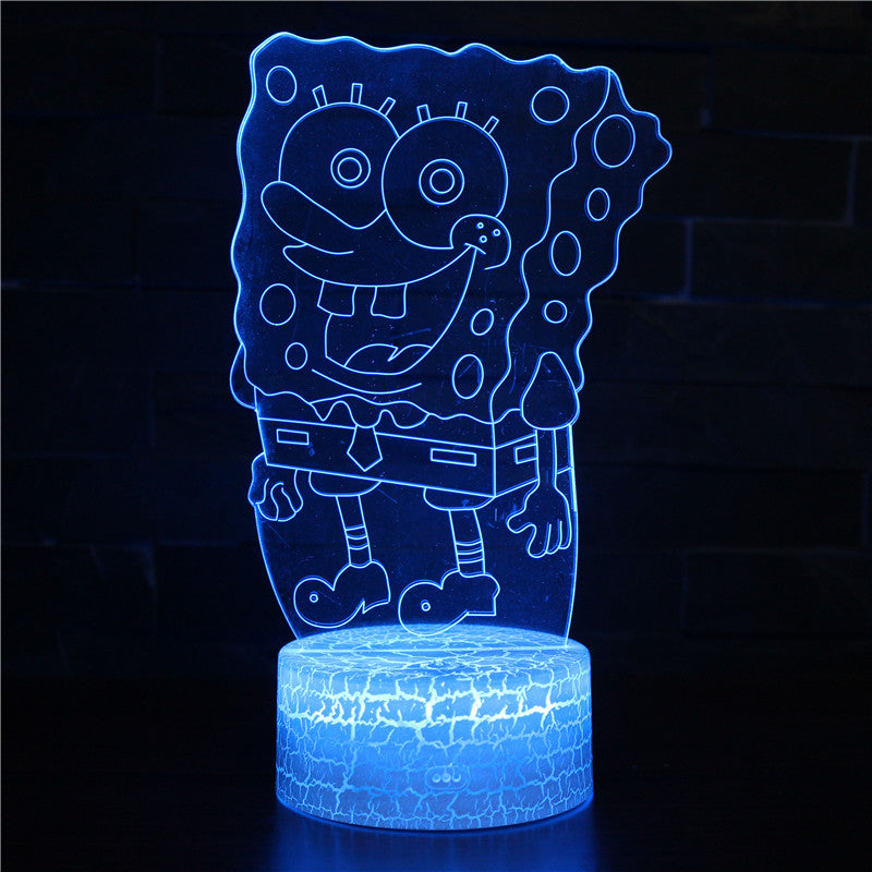 Illuminated SpongeBob SquarePants 3D Lamp in Dark Setting