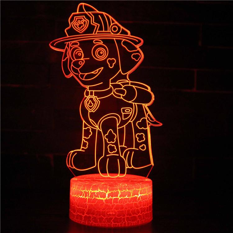 Illuminated PAW PATROL MARSHALL 3D Lamp in Dark Setting