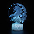 Illuminated Moonlight Unicorn 3D Lamp in Dark Setting