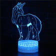 Illuminated Unicorn Turning Head 3d lamp in dark setting